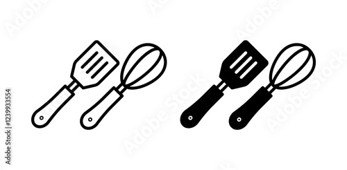 spatula and whisk icon pack in flat and thin liner vectors graphic for ui designs