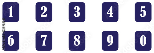 Wallpaper Mural Blue square number icons set from 0 to 9 in bold white font, numeric symbols design for infographic, ranking, labels, and organization. Bullet points numbers from one to nine vector illustration. Torontodigital.ca