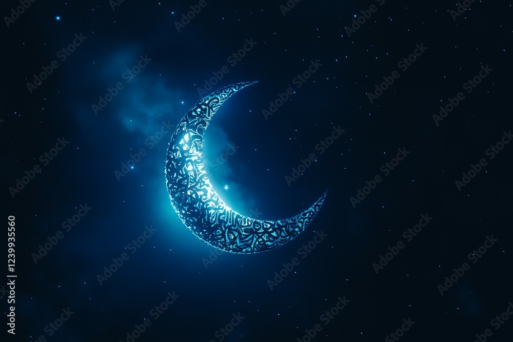 Fototapeta premium Intricate Crescent Moon and Star Design
