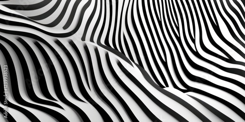 Wallpaper Mural Dynamic Black and White Abstract Pattern Wavy Lines Optical Illusion Design Torontodigital.ca