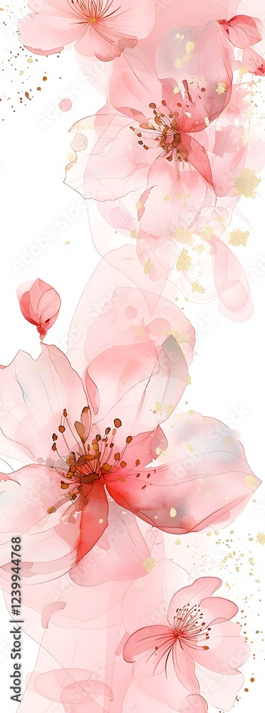 there are many pink flowers that are on a white background