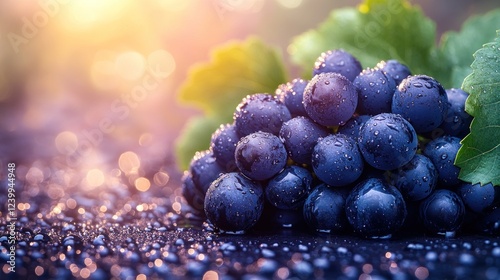 Wallpaper Mural Dewy red grapes vineyard sunset harvest Torontodigital.ca