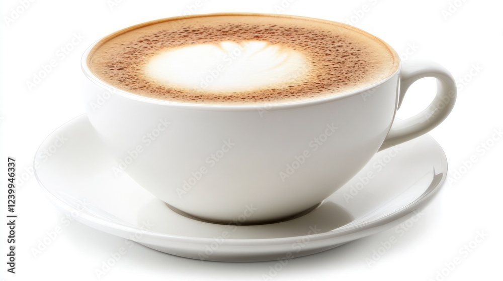 Aromatic Cappuccino in a White Mug. Aromatic Cappuccino in a White Mug.