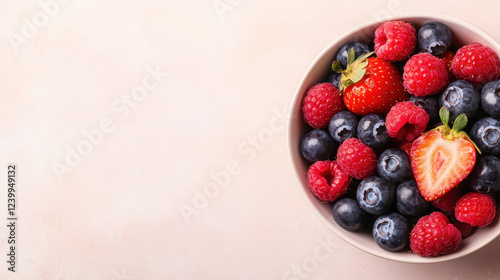 bowl of mixed berries including strawberries, blueberries, and raspberries
