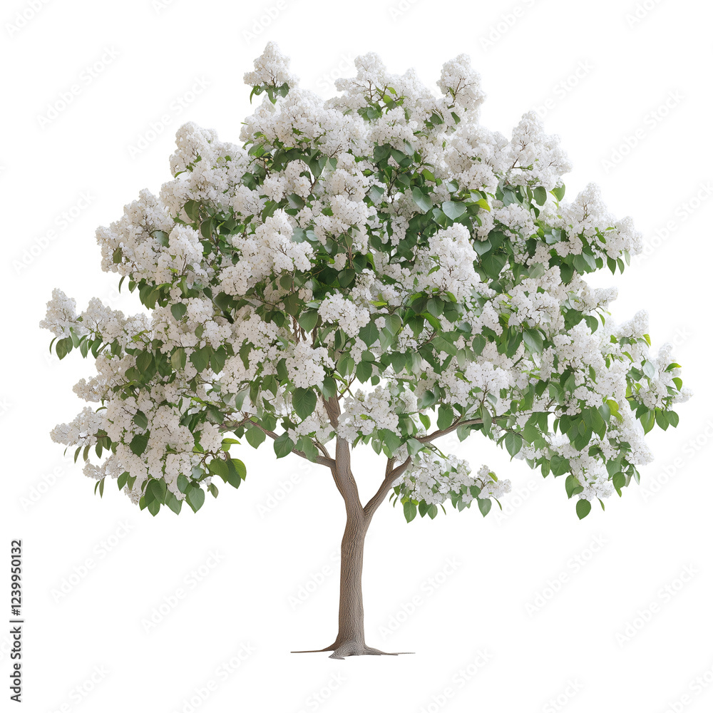Obraz premium Ivory silk japanese lilac tree isolated on transparent background PNG