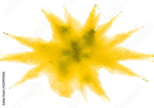 Yellow dust explosion isolated on transparent background