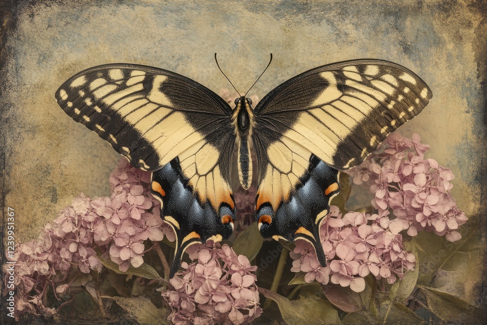 Butterfly Perched on Flower in Soft Natural Light Butterfly Perched on Flower in Soft Natural Light