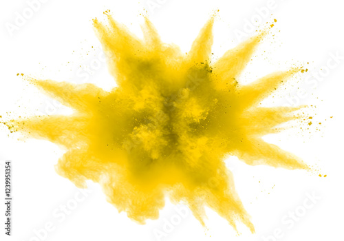 Yellow dust explosion isolated on transparent background