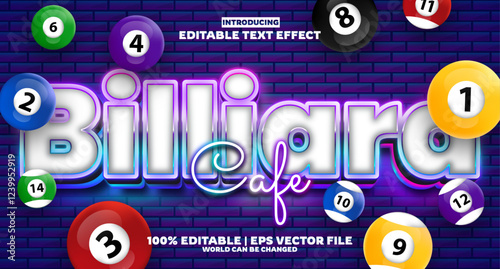 Billiard Cafe editable text effect in modern trend style