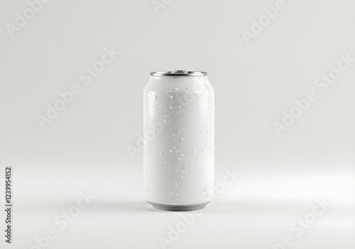 White Aluminum Can: Minimalist Product Mockup with Condensation photo