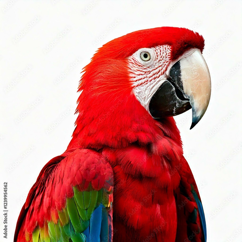 Fototapeta premium Scarlet macaw on a white background