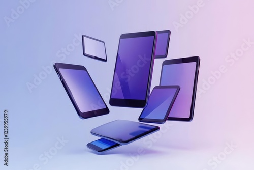 Wallpaper Mural modern device mockup composition with floating screens in gradient space Torontodigital.ca