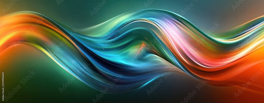 Obraz premium Abstract Flowing Waves Background in Green Blue and Orange