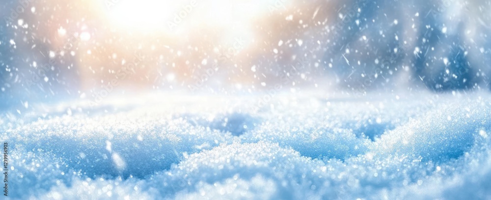 Winter Landscape with Snow and Frost in Blue and White Colors Under Gentle Sunlight Winter Landscape with Snow and Frost in Blue and White Colors Under Gentle Sunlight
