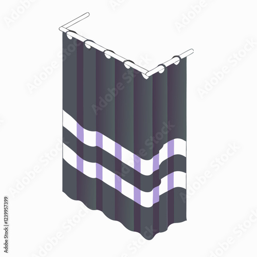 Black shower curtain icon Isometric of black shower curtain vector illustration (4)