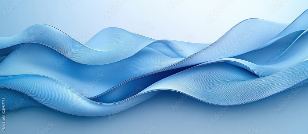 Fototapeta premium Abstract Flowing Blue Waves Minimalist Design with Soft Lighting
