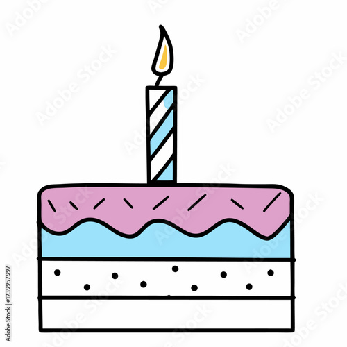 First birthday cake icon Outline first birthday cake  vector illustration (1)