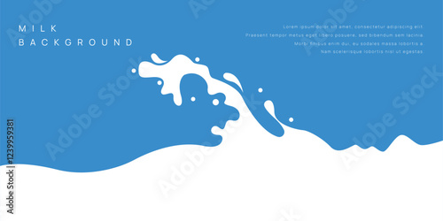 Milk background of Modern poster, dynamic splashes and drops. Vector illustration in a flat style of minimalism	