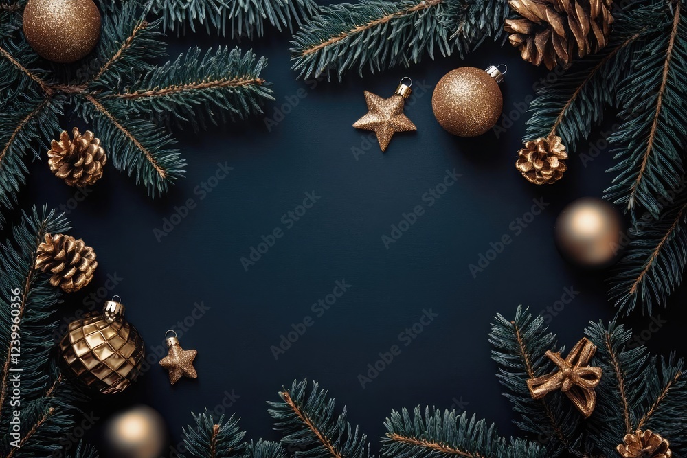 modern minimalist holiday composition with geometric metallic ornaments on dark background modern minimalist holiday composition with geometric metallic ornaments on dark background