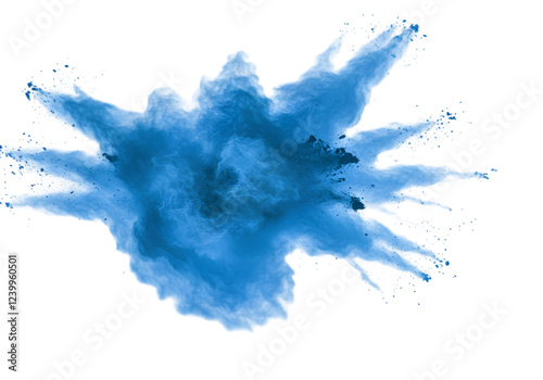 Blue powder splash on transparent background, blue holi colors powder png