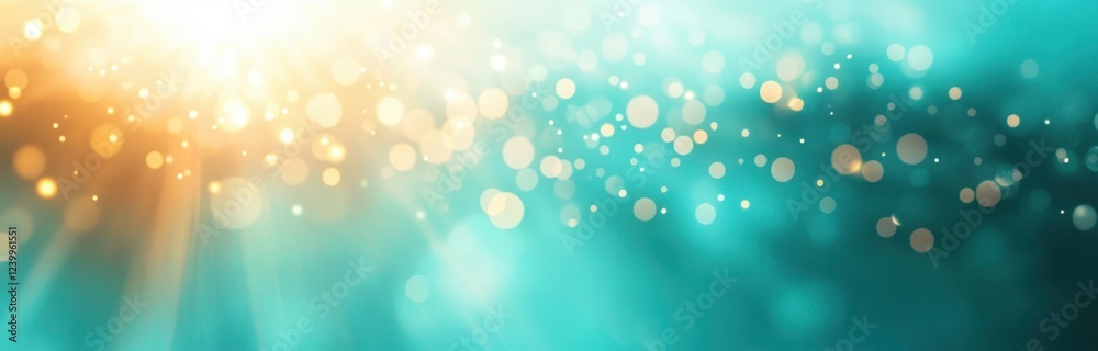 Turquoise Abstract Bokeh Background with Sunbeams for Summer Spring or Christmas Concept Turquoise Abstract Bokeh Background with Sunbeams for Summer Spring or Christmas Concept