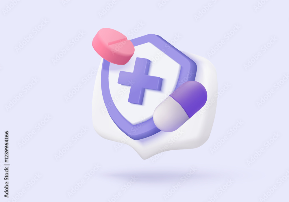 Obraz premium 3d pharmacy drug icon signs for health pharmaceutical. Cartoon minimal of first aid and health care by medic. Medical symbol of emergency help. 3d aid medicine icon vector render illustration