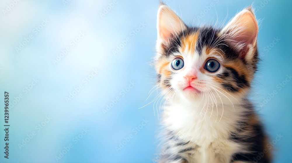 Fototapeta premium adorable calico kitten with blue eyes