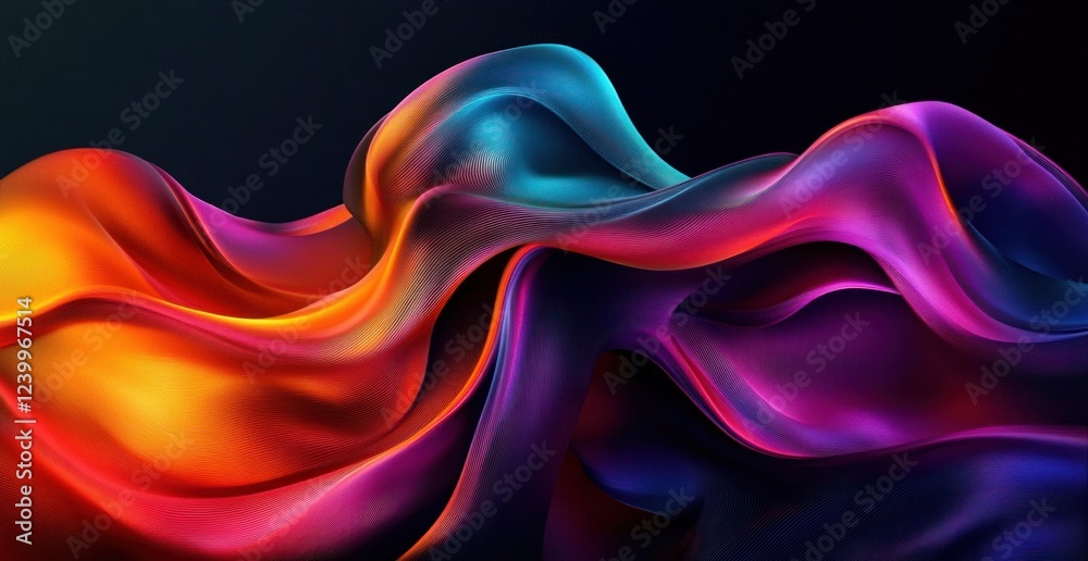 Obraz premium Dynamic Abstract Flowing Ribbons Digital Art Background