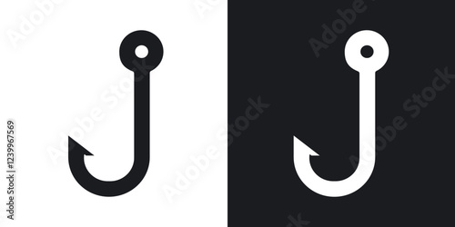 Fishing Hook Icons vectors set for web designs in black colors