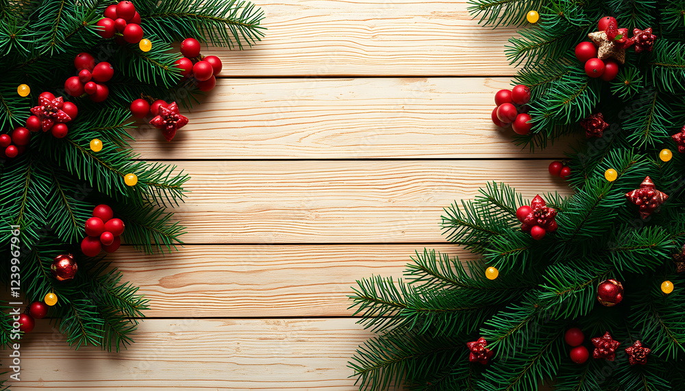 Christmas background with fir tree branches and empty vintage wooden planks, Paper Cutout style. isolated with white shades Christmas background with fir tree branches and empty vintage wooden planks, Paper Cutout style. isolated with white shades