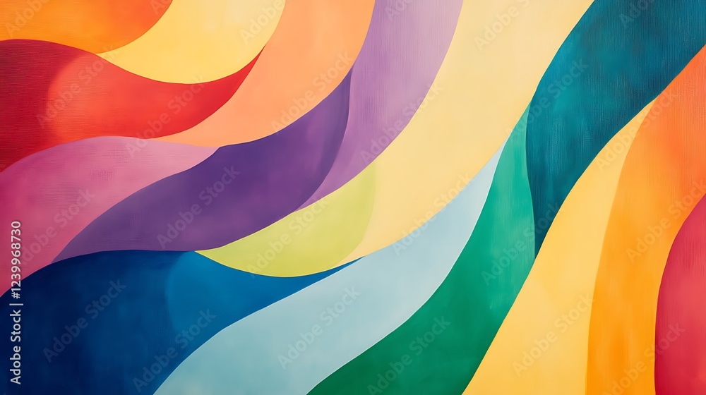 Obraz premium and colorful oil painting on canvas featuring abstract swirling rainbow hues, symbolizing diversity, love, and unity in celebration of Pride Month 