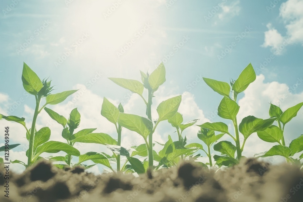 Obraz premium Sunflowers Reaching for the Sky in Bright Sunlight
