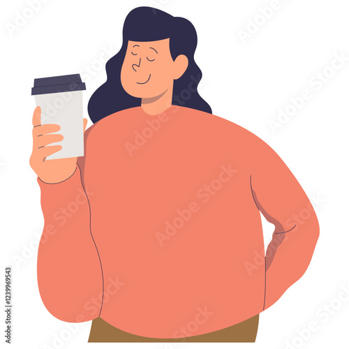 People Holding Hot Drink. Vector Illustration in Cartoon Design.