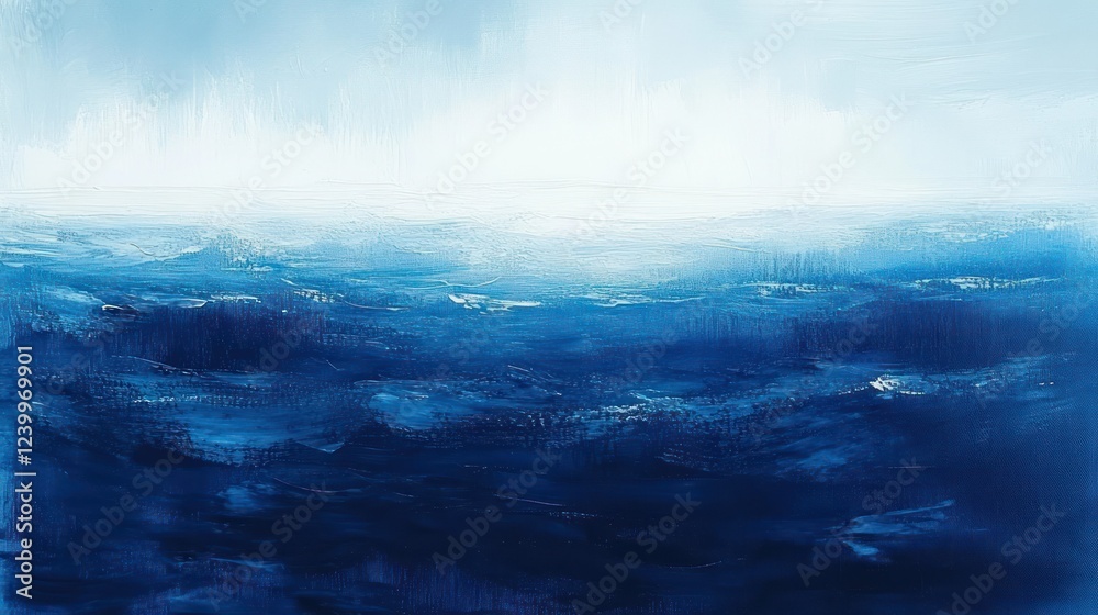 Serene Abstract Ocean Landscape in Blue with Soft Streaks and Textured Art Serene Abstract Ocean Landscape in Blue with Soft Streaks and Textured Art