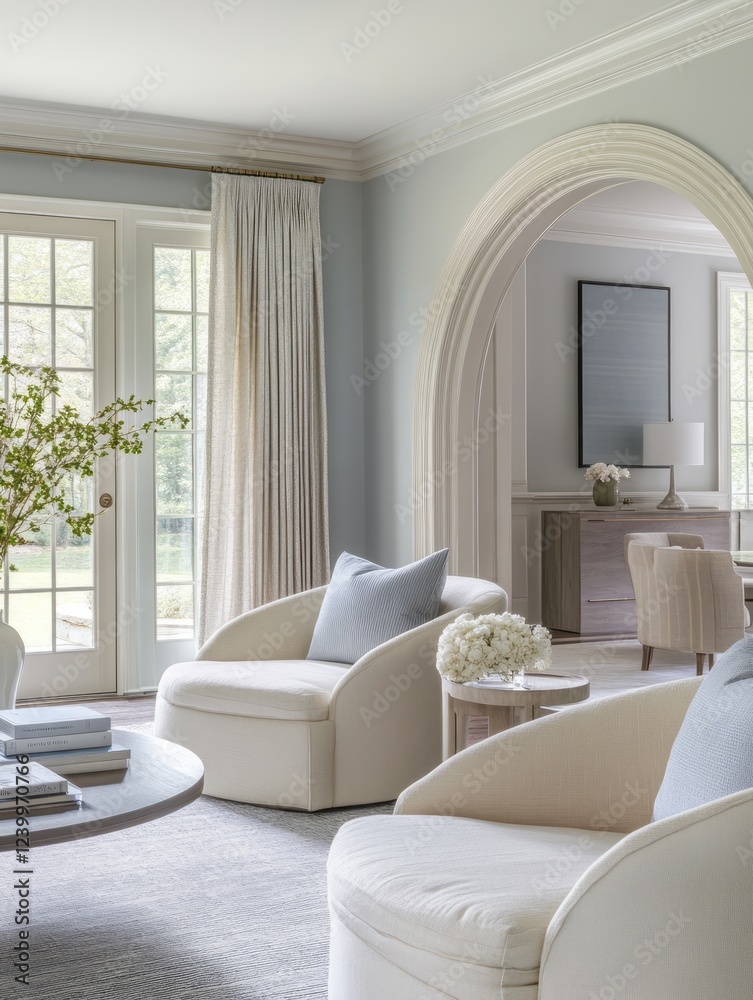 Fototapeta premium Elegant Living Room Interior Design Featuring Comfortable Seating