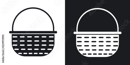 Wicker basket Icons vectors set for web designs in black colors