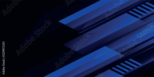 Abstract blue banner design vector, dynamic sporty horizontal background template for media promotion