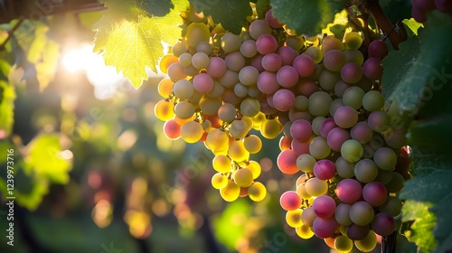 sunlit grapes on the vine photo