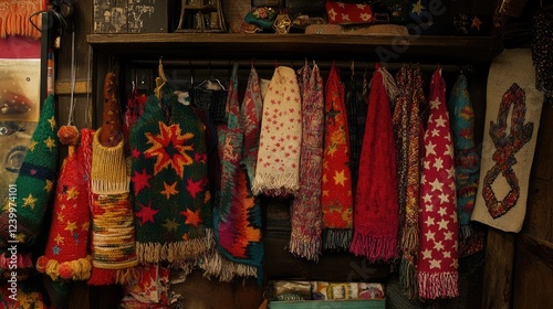 Wallpaper Mural A collection of star-patterned accessories, including scarves and socks, arranged neatly. Torontodigital.ca