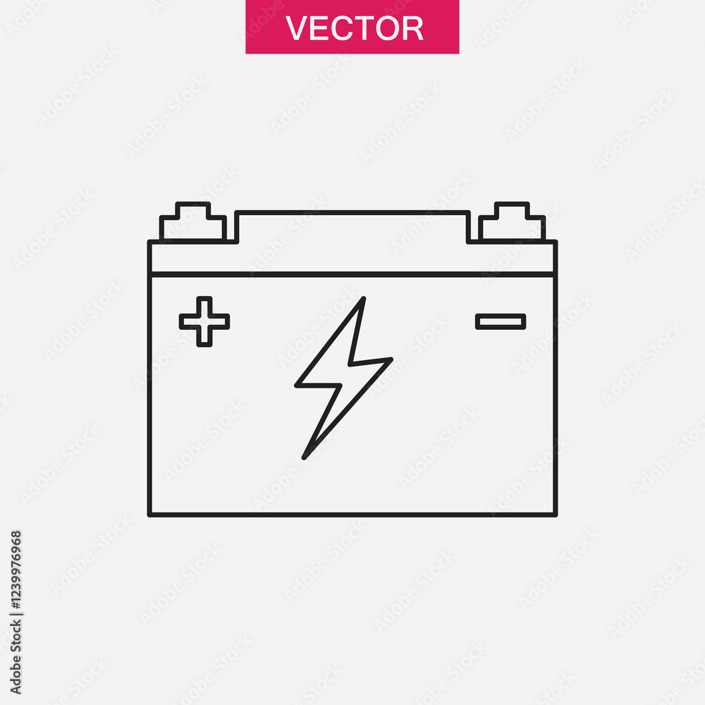 Car battery icon.vector flat black simple linear illustration for web and app..eps Car battery icon.vector flat black simple linear illustration for web and app..eps