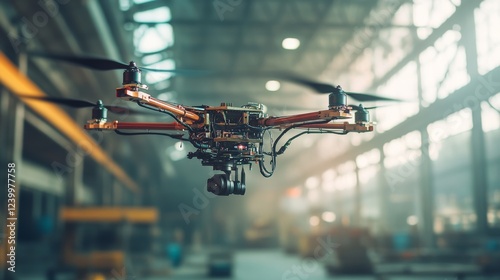 A robotics workshop testing industrial drones. 