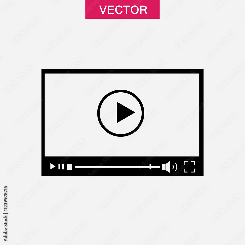 Video player icon. Vector flat black simple trendy style illustration for web and app..eps Video player icon. Vector flat black simple trendy style illustration for web and app..eps