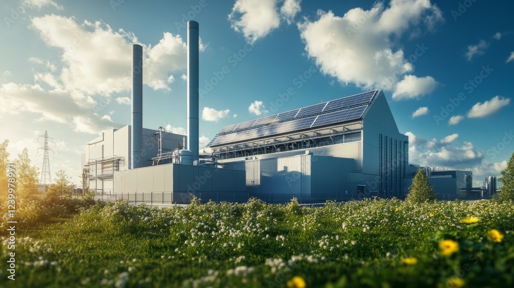 Obraz premium A smart waste-to-energy plant generating electricity. 