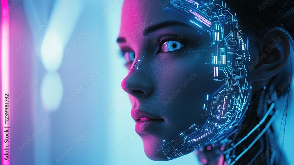 Cybernetic Face: Neon Glow Cybernetic Face: Neon Glow