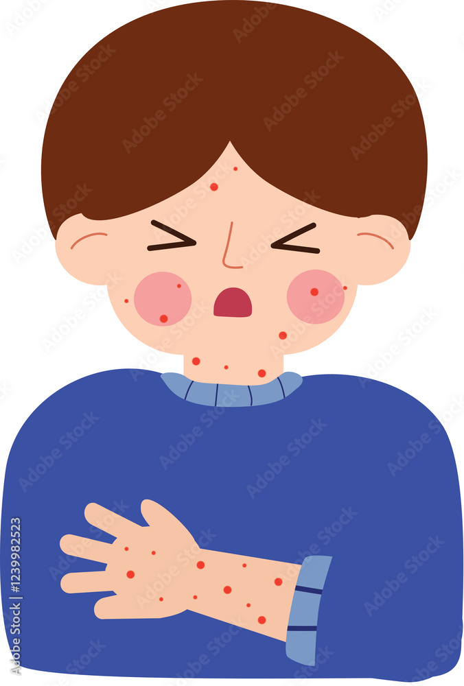 Illustration depicting a red rash on the body Illustration depicting a red rash on the body