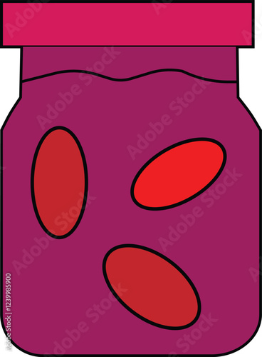 Pickle jar outline icon, symbolizing preserved foods, condiments, or culinary ingredients with transparent background.