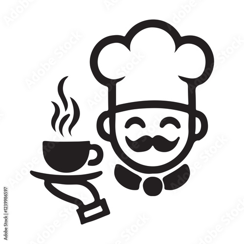 Cheerful Chef with Coffee Cup Vector Illustration for Culinary Delights