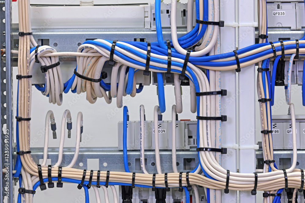 Electrical insulated copper mounting wires tied with nylon ties. Electrical insulated copper mounting wires tied with nylon ties.