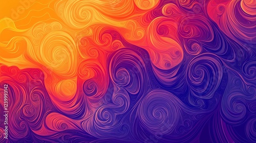 Interconnected waves and spirals in a glowing, hand-drawn groovy background.