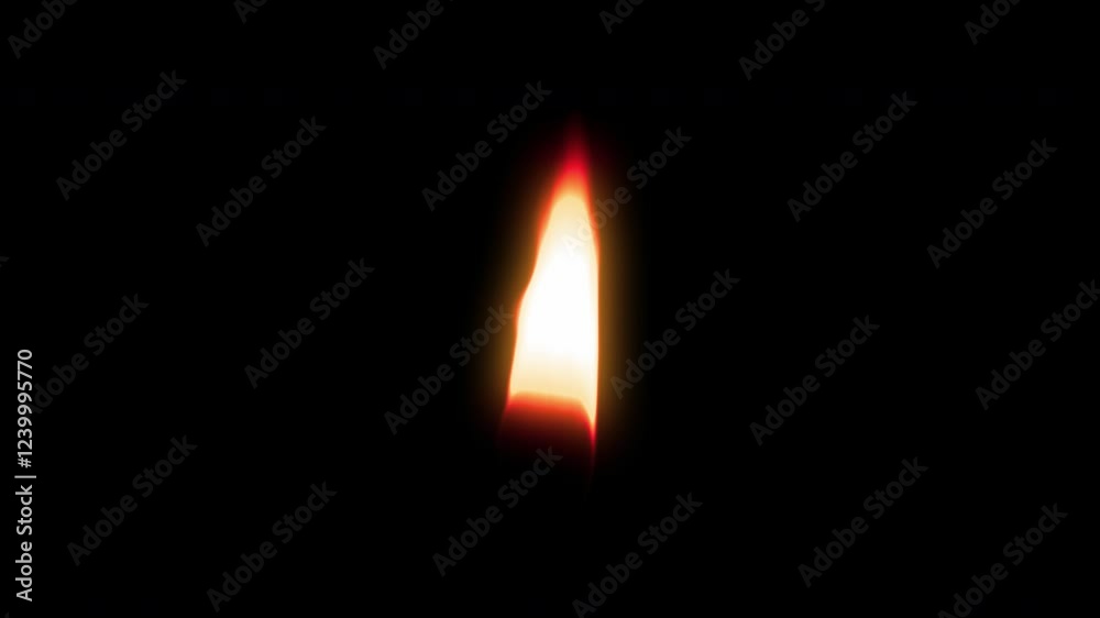 Glowing candle burning in the dark with flames and smoke on alpha channel
